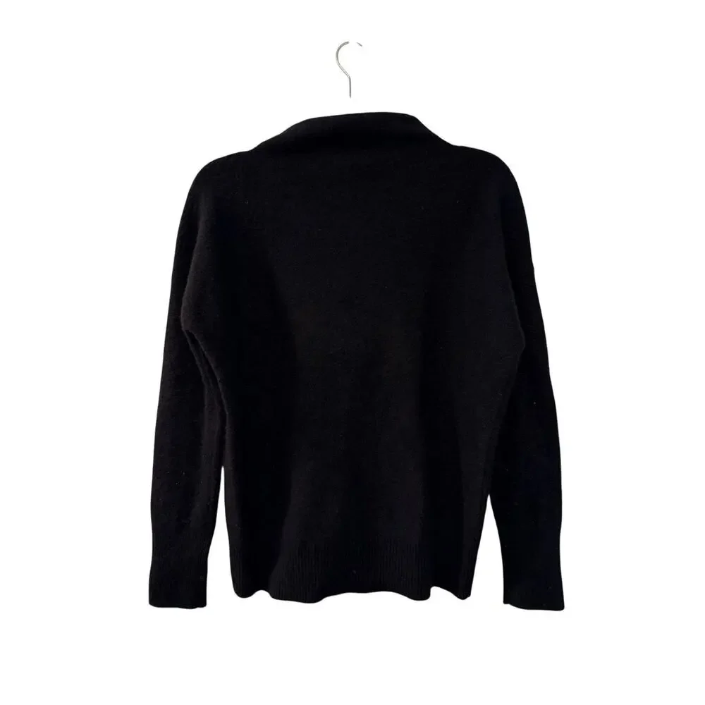 Vince XS Plush 100% Cashmere Funnel Neck Sweater $448 Turtleneck Black